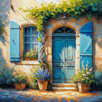 Blue Door And Shutters Cross Stitch Pattern - Thumbnail 2