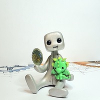 Dragon Trainer Robot Figurine Resin Art Toy Kawaii Desk Buddy - Thumbnail 5