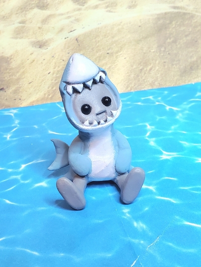 Shark Hoodie Robot Figure Resin Desk Friend