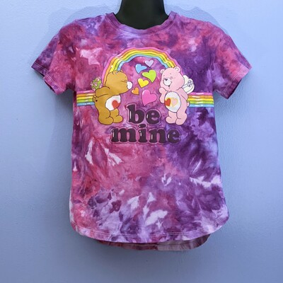 Tie dye t shirt size medium women's misses care bears purple pink 