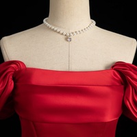 Off-Shoulder Prom Dresses Plain A-Line Evening Gown Long Corset Prom Evening Formal Dresses D-88158 - Thumbnail 1