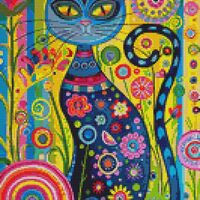 Blue Cat Cross Stitch Pattern - Thumbnail 1