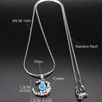 Crescent Moon Water Drop Necklace - Thumbnail 3