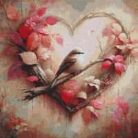 Bird On A Heart Cross Stitch Pattern - Thumbnail 1