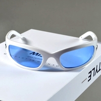 Stunning Punk Moon Crescent Ice White Rectangle Eyeglasses UV400 Sunglasses, 00s 90s Ootd Street Eyewear Celebrity Hottest Style - Thumbnail 2