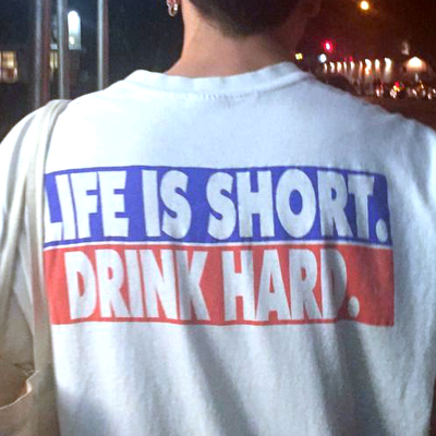 Free shipping-life is short drink hard tee - Thumbnail 3