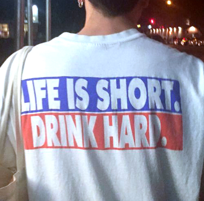 Free Shipping-LIFE IS SHORT DRINK HARD TEE
