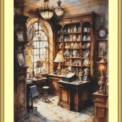 Antique shop cross stitch pattern