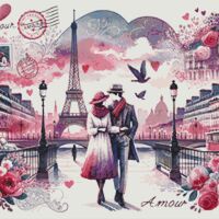 Amour Cross Stitch Pattern - Thumbnail 1