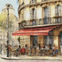 A Parisian Cafe Cross Stitch Pattern - Thumbnail 1