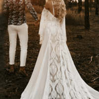 New Arrival Boho Beach Wedding Dresses Lace Mermaid With Sleeves - Thumbnail 1