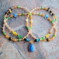 PRINCESS CUT💎 GLOW IN THE DARK CRYSTAL & GEMSTONE LUXURY HANDMADE WAIST BEADS By Nubian Collection Artwear 👑🎨 - Thumbnail 1