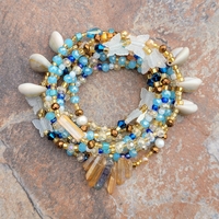 YEMỌJA SHORES 🏝🌊💙🩵 GLOW IN THE DARK CRYSTAL & GEMSTONE HANDMADE WAIST BEAD SET 💫  By Nubian Collection Artwear 👑🎨 - Thumbnail 6