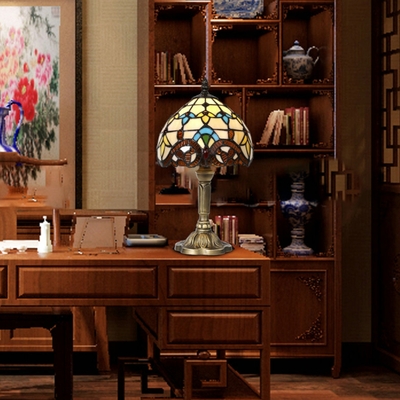 Bedside lamp retro bar yellow glass lamp resin base table lamps makeup table side table led lights - Thumbnail 1