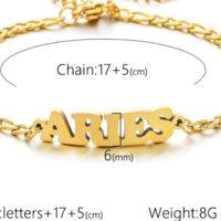 12 Constellation Letter Zodiac Bracelet - Thumbnail 1