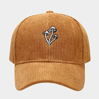 Mushroom Embroidered Corduroy Baseball Cap - Thumbnail 5