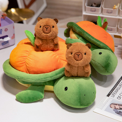Cute Turtle Plush Backpack With Capybara Doll