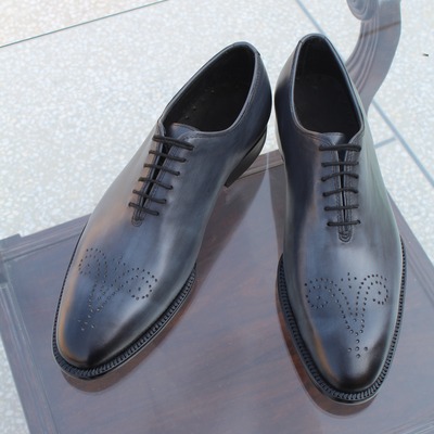 Handmade classic gray leather men fashion dress oxford shoes - Thumbnail 4