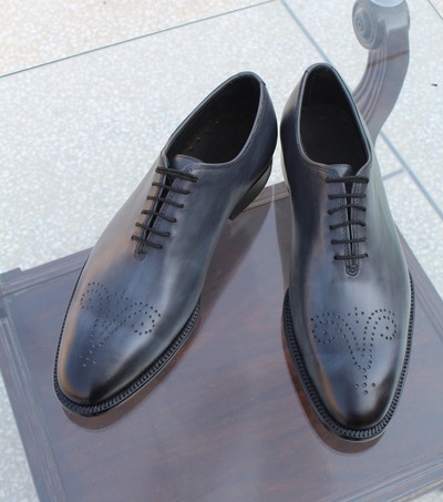 Handmade Classic Gray Leather Men Fashion Dress Oxford Shoes