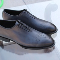 Handmade Classic Gray Leather Men Fashion Dress Oxford Shoes - Thumbnail 4