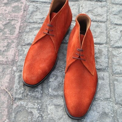 Crafted leather tan color suede chukka dress boot