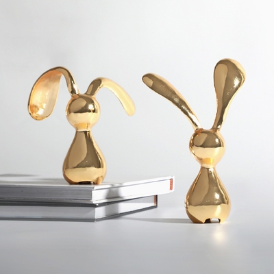 Modern light luxury soft golden rabbit small ornaments - Thumbnail 1