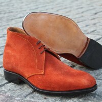 Crafted Leather Tan Color Suede Chukka Dress Boot - Thumbnail 2