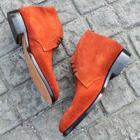 Crafted Leather Tan Color Suede Chukka Dress Boot - Thumbnail 4