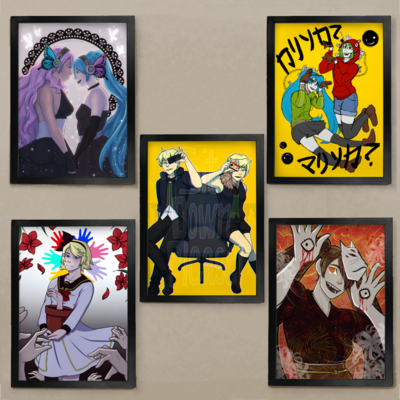Small vocaloid print series | matryoshka, hold release, remote control, magnet, fear garden | 5x7" print