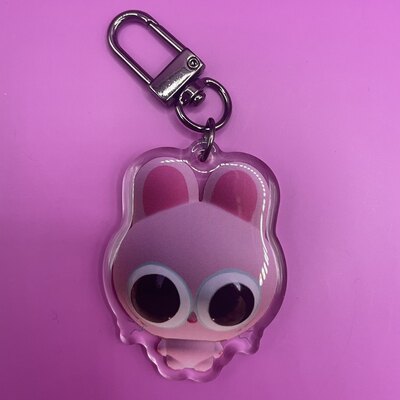 3d bunny stares directly at you keychain