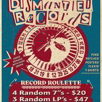 4x 7”  record roulette, mystery box 