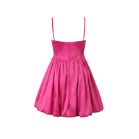 Suspender Flower Bud Mini Skirt Girls Sexy V-neck Slim Fit Splicing Pleated Satin Dress - Thumbnail 1