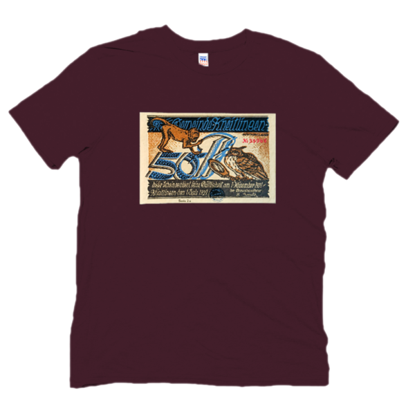 1921 Germany NotGeld Reprint t-shirt Owl & Monkey