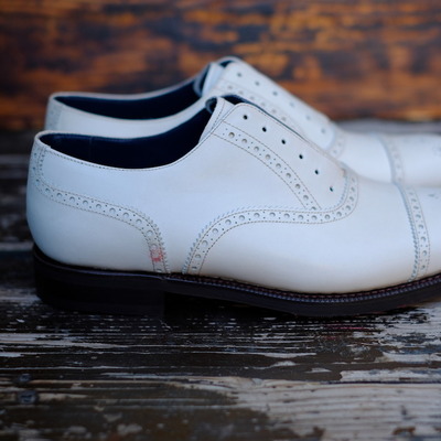 White leather oxfords skin handmade formal dress shoes