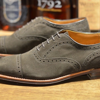 Men's choice grey brogue cap toe dress handmade shoes - Thumbnail 1