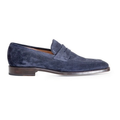 Handmade navy blue suede moccasins loafer shoes, men suede shoes