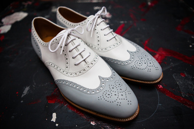 Handmade Men Two Tone Lace Up Shoes, Men Gray and White Formal Shoes, Handmade Men Grey And White shoes