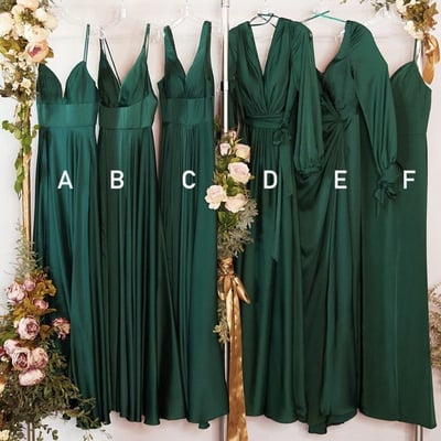 Muti-style green bridesmaid dresses for wedding party