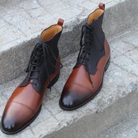 Crafted Leather Bespoke Men's Dress Shoes Brown Calf-Skin Leather Jumper Boots - Thumbnail 5