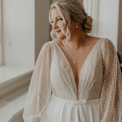 Simple plus size sequins beach boho wedding dress bridal gown - Thumbnail 3