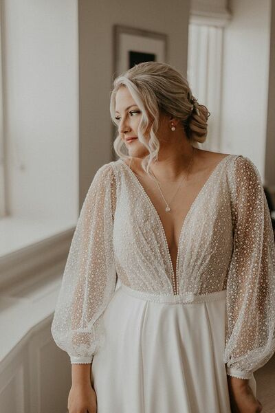Simple Plus Size Sequins Beach Boho Wedding Dress Bridal Gown