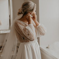 Simple Plus Size Sequins Beach Boho Wedding Dress Bridal Gown - Thumbnail 3