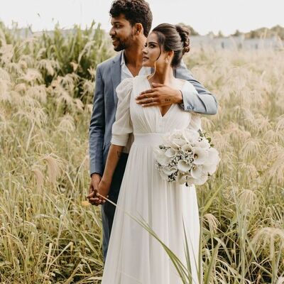Simple chiffon beach boho wedding dress bridal gown