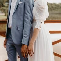 Simple Chiffon Beach Boho Wedding Dress Bridal Gown - Thumbnail 1