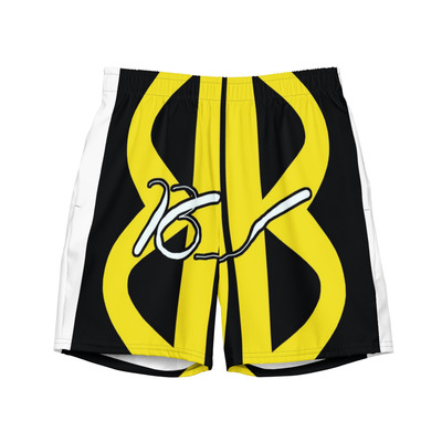 Backwood brad logo all-over-print swim trunks