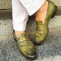 New Color With Tone Fringe Loafers Slips On Moccasin Shoes Handmade Edition - Thumbnail 1