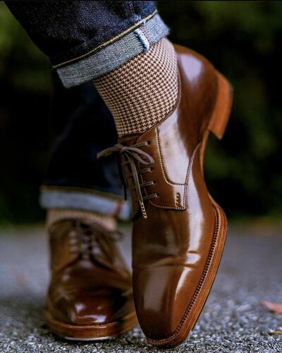Customize Men's Brown Leather Lace Up Wedding Shoes