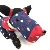 Sock Dog - Red Blue and Black Diamonds  - Thumbnail 2