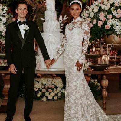 Lace appliques mermaid wedding dress bridal gown