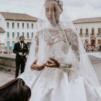 High Neck Lace Appliques Mermaid Wedding Dress Bridal Gown - Thumbnail 3